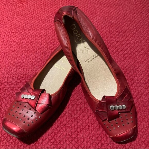 DORKING Sz 41 by Fluchos Red Metallic Slip-On Square  Toe Shoes Made In Spain - Picture 1 of 8